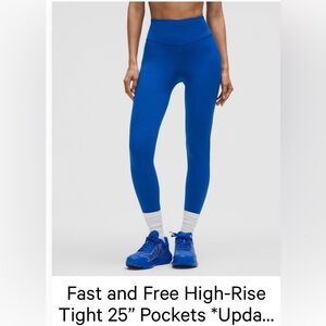 GUC Lululemon Fast and Free High-Rise Tight 25” Sz 14, Galactic Cobalt